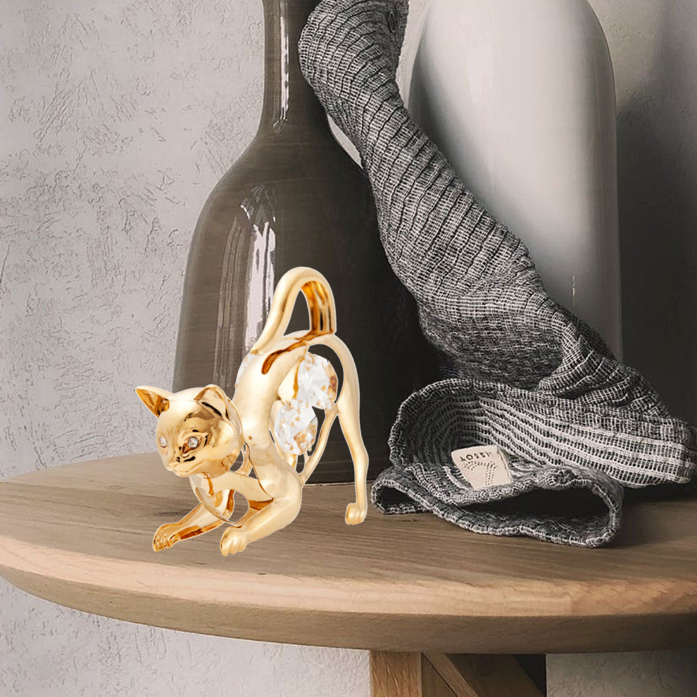 Matashi 24K Gold Plated Cat on Prowl Ornament
