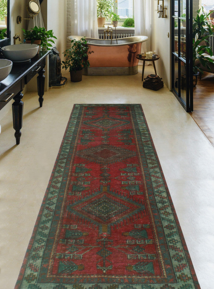 Vintage Distressed Perkin Red Runner