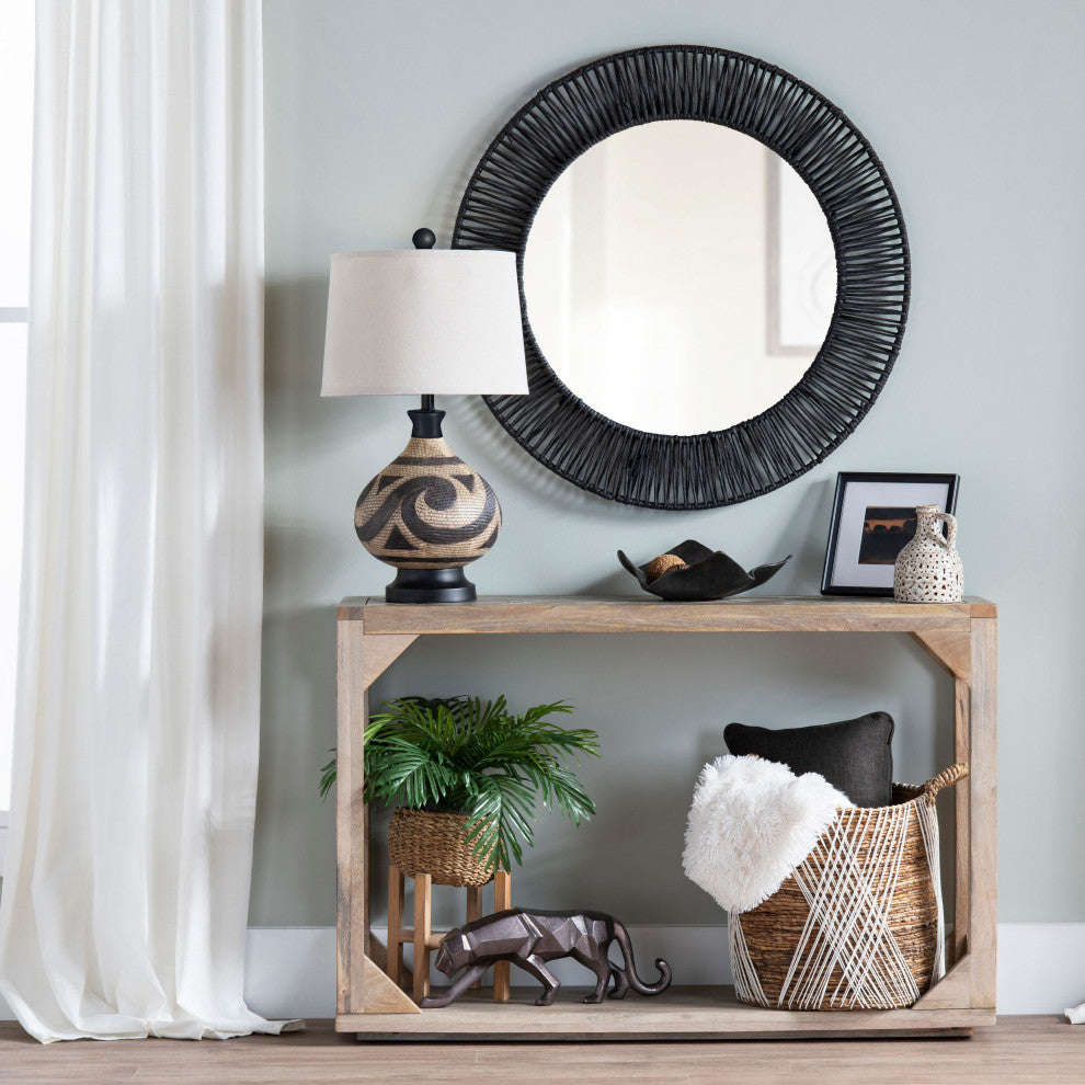 Ezekiel 3-Way Resin Table Lamp with Linen Oat Shade