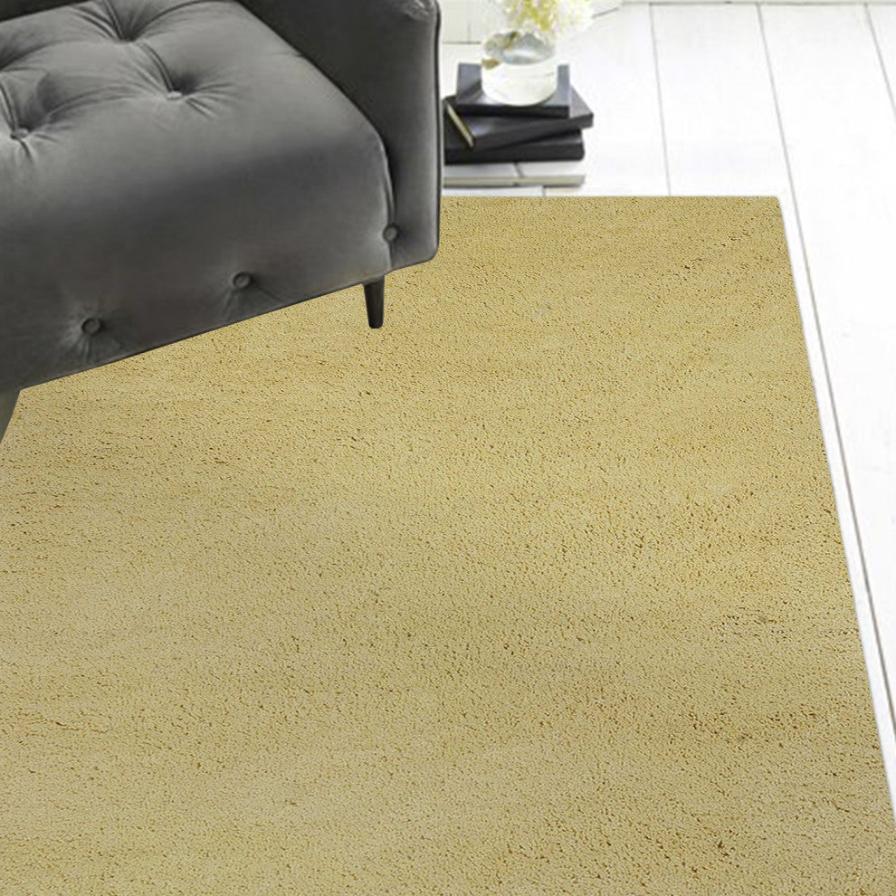 HomeRoots 7' x 9' Polyester Canary Yellow Area Rug