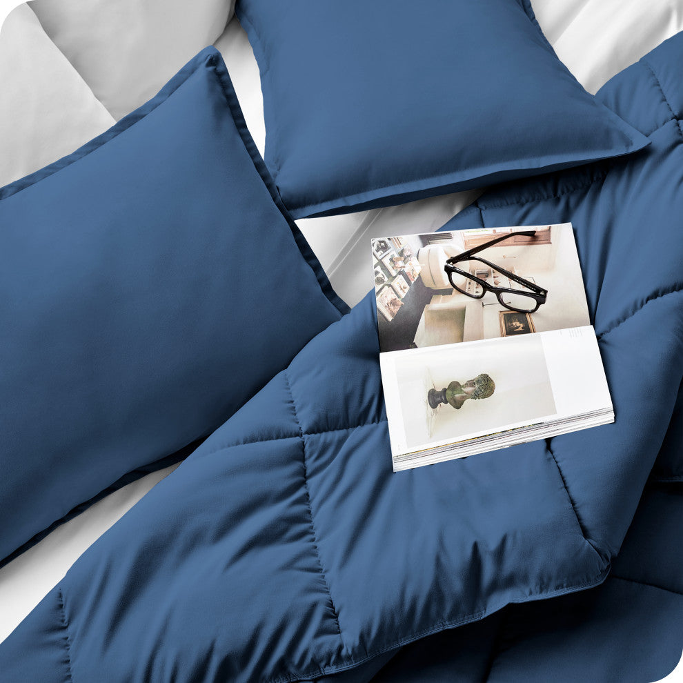 Bare Home Down Alternative Comforter Set, Dark Blue, King/Cal King
