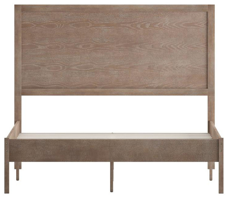 Asher Solid Wood Platform Bed with Wooden Slats and Headboard, Light Brown, Full