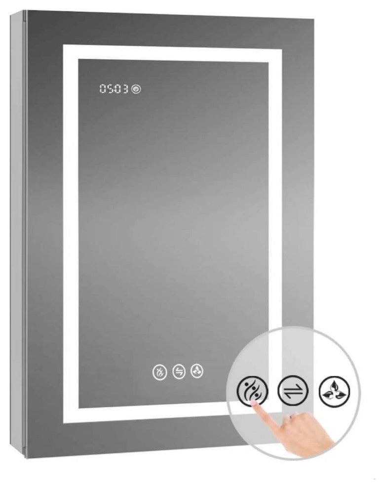 LED Medicine Cabinet With Defog, Dimmer, Makeup Mirror, Outlets, 24/L/3x