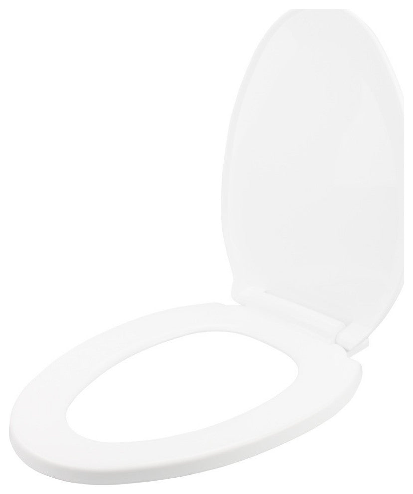 White Elongated Plastic Toilet Seat No Slam Slow Close Toilet Seat Lid Bumpers
