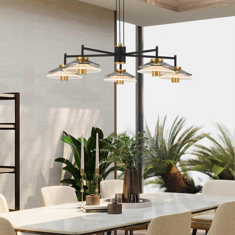 Verona 31" ETL Certified Integrated LED Height Adjustable Chandelier, Black