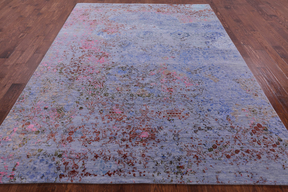 7' 11" X 10' 5" Wool and Silk Modern Handmade Rug Q9260
