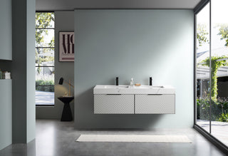 Manarola with Thick Quartz Wall Mount Vanity, Silver Gray, 72"