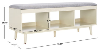 Safavieh Cricket Open Shelf Bench, Grey/Cream