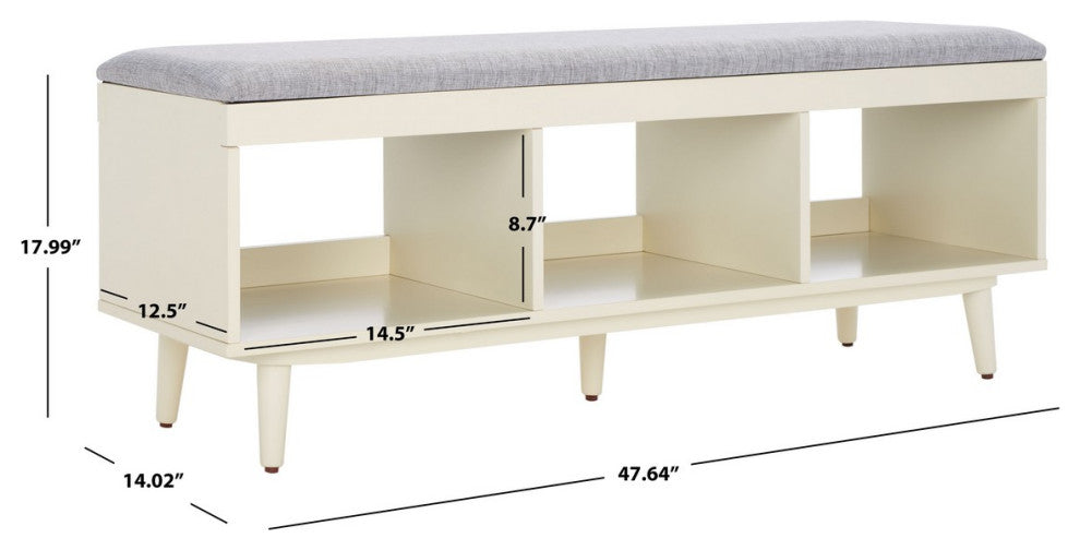 Safavieh Cricket Open Shelf Bench, Grey/Cream