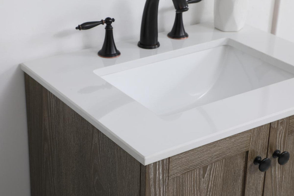 Home Living Single 24" Bathroom Vanity (Weathered Oak)