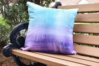 Painted Sunset Multi Color Stripe Print Outdoor Decorative Throw Pillow, 18"