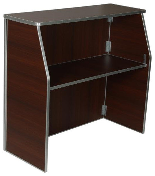 4' Laminate Foldable Bar, Walnut Woodgrain