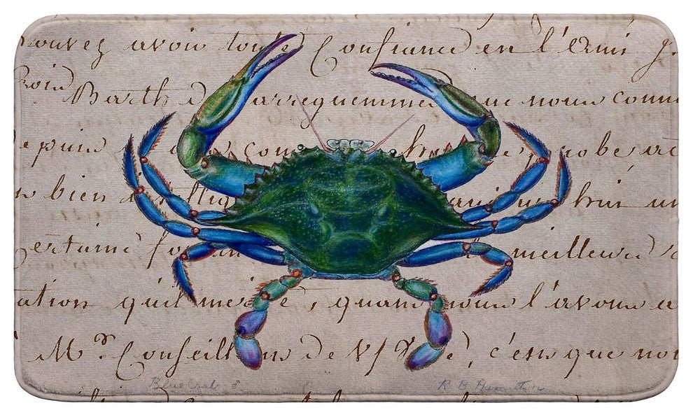 Male Blue Crab Beige Bath Mat 18x30