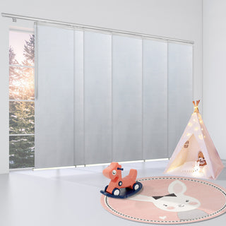 Dappled Iron 6-Panel Track Extendable Vertical Blinds 98-130"W