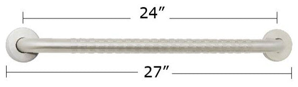ADA Bathroom Shower Grab Bar With Safety Grip, Satin, 24"