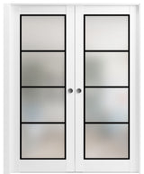 French Double Pocket Doors 36 x 80 | Planum 2132 White Silk  | Kit Trims Rail