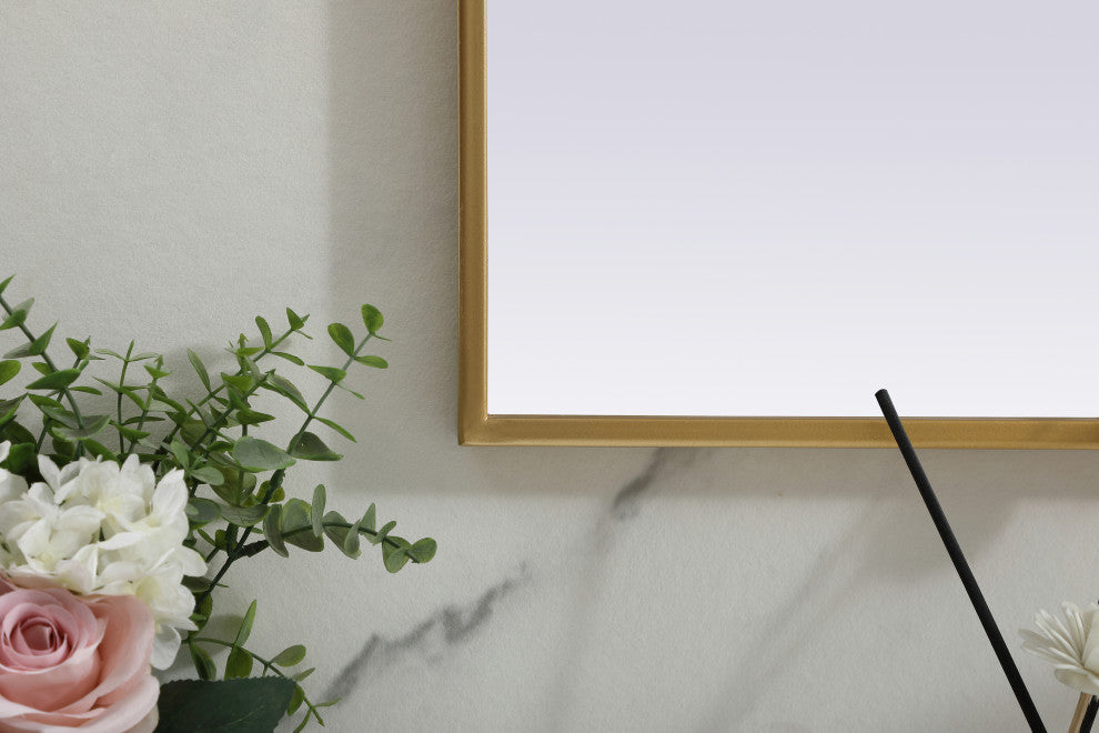 Metal Frame Arch Mirror 36X30 Inch, Brass