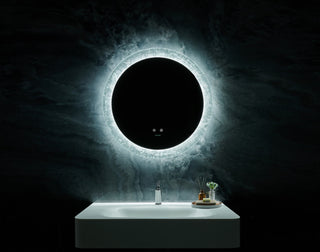 Frysta Round LED Frameless Mirror With Dimmer and Defogger, 30 Inch.
