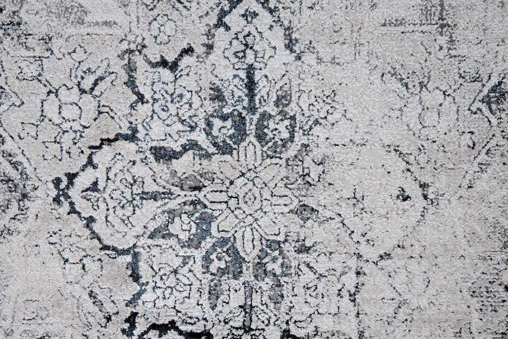 Weave & Wander Adana Metallic Rug, Ivory/Silver/Black, 6ft-7in x 9ft-6in Rug