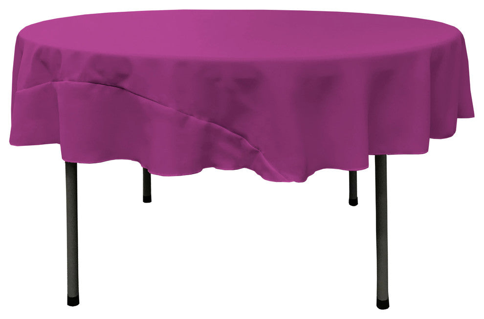 LA Linen Round Polyester Poplin, Magenta, 72" Round