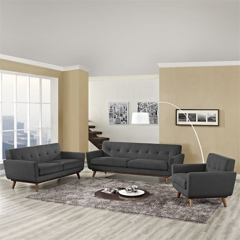 Engage Sofa Loveseat and Armchair Set of 3 - Gray