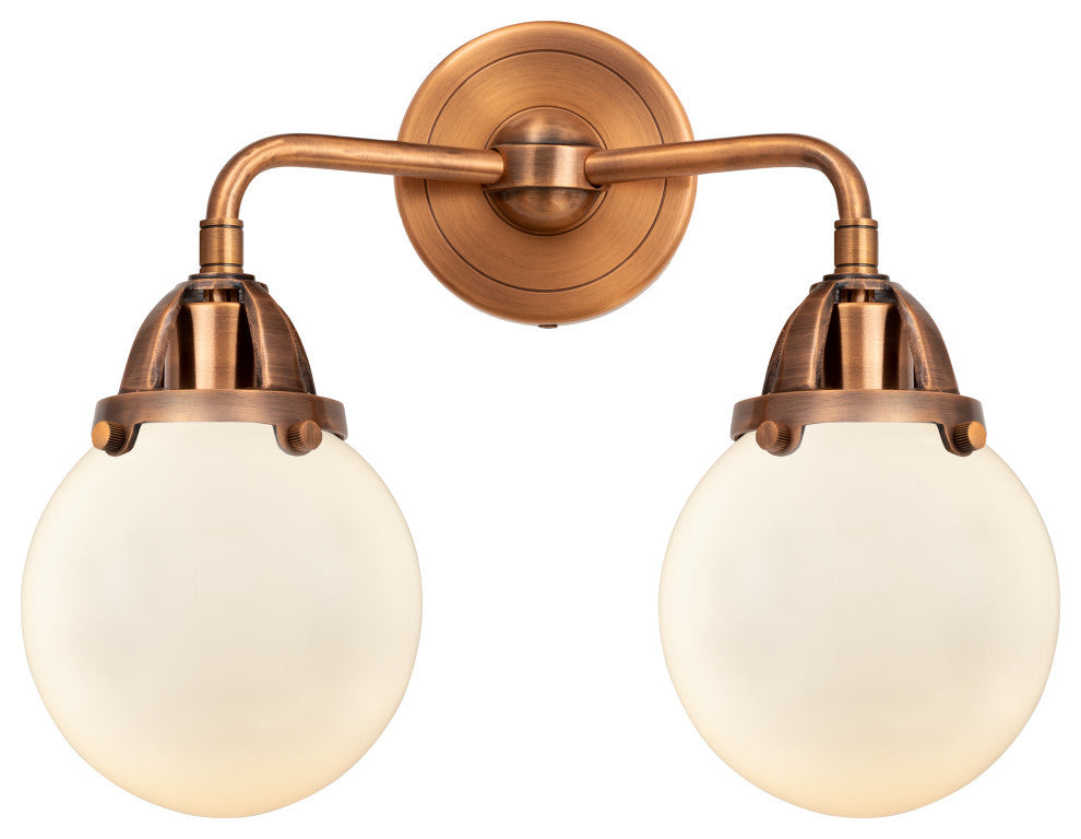 Beacon Bath Vanity Light, Antique Copper, Matte White, Matte White
