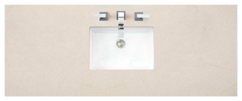 Bristol 60" Single Vanity, Whitewashed Walnut, w/ 3 CM Eternal Marfil Quartz Top