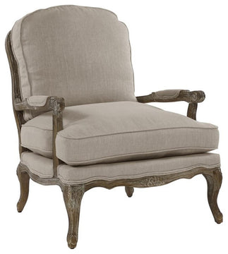 Lexicon Parlier Traditional Wood Accent Chair in Natural Linen Color