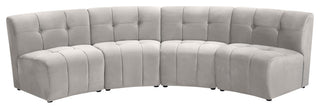 Limitless Velvet Upholstered 4-Piece Modular Sectional, Cream