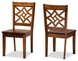 Walnut Brown Finished Wood 2-Piece Dining Chair Set