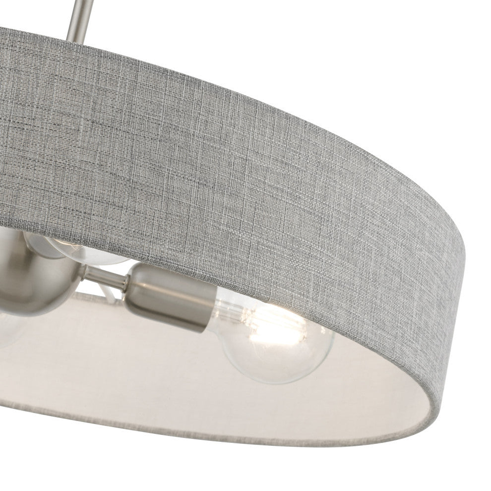 Elmhurst 4 Light Brushed Nickel With Shiny White Accents Medium Drum Pendant