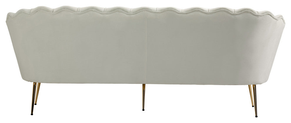 Gardenia  Velvet Upholstered Sofa, Cream