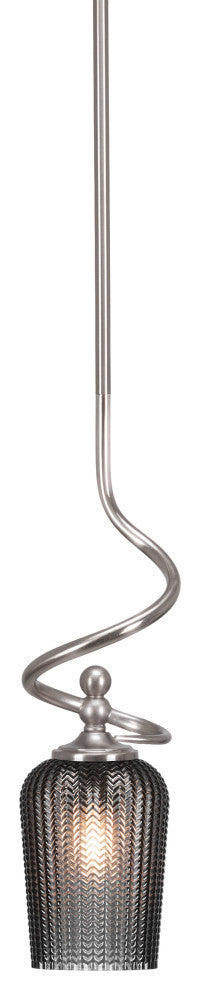 Capri Stem Mini Pendant In Brushed Nickel Finish With 5" Smoke Textured Glass