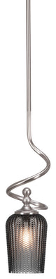 Capri Stem Mini Pendant In Brushed Nickel Finish With 5" Smoke Textured Glass