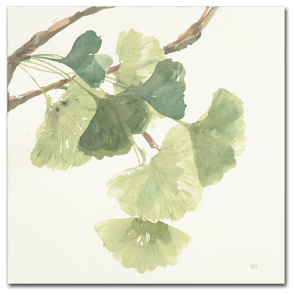 Chris Paschke 'Gingko Leaves I Light' Canvas Art, 18"x18"