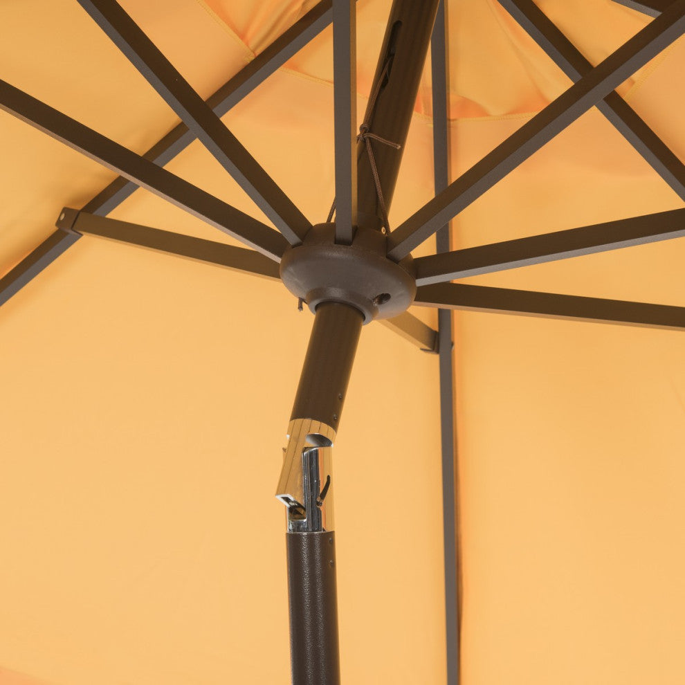 Safavieh Outdoor Elegant Valance 11ft Round Umbrella Yellow