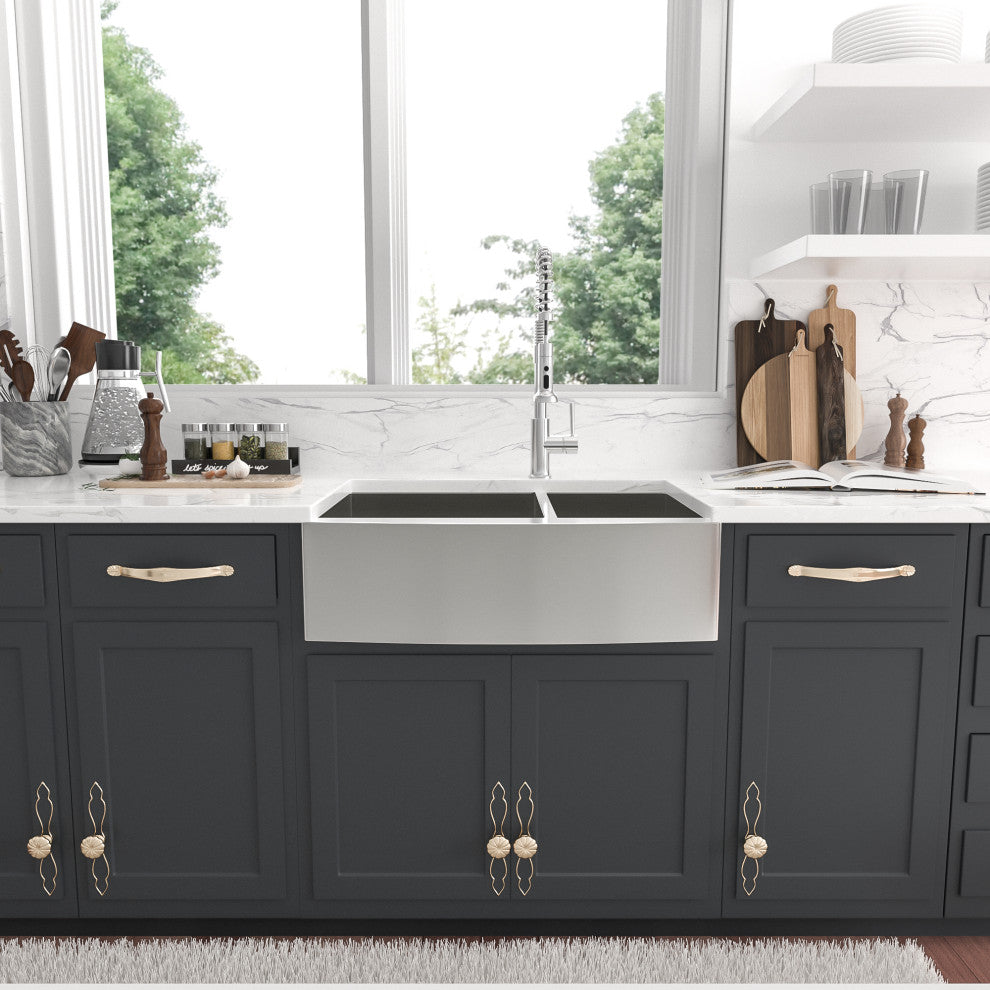 Farmhouse Apron Stainless Steel 18 Gauge Double Bowl Kitchen Sink, 36x20x9-60/40
