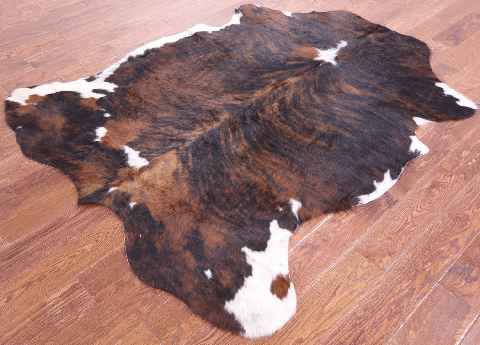 6' 4" X 5' 2" Brindle Natural Cowhide Rug C1874