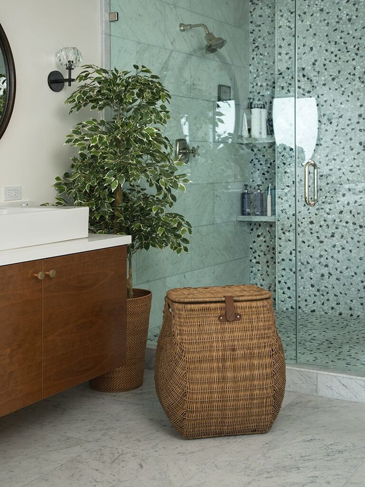 Wicker Hamper With Liner, 2 Load Capacity