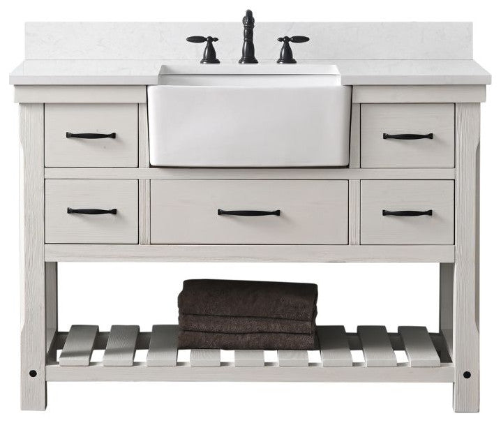 Wesley 48" Bathroom Vanity, White Wash