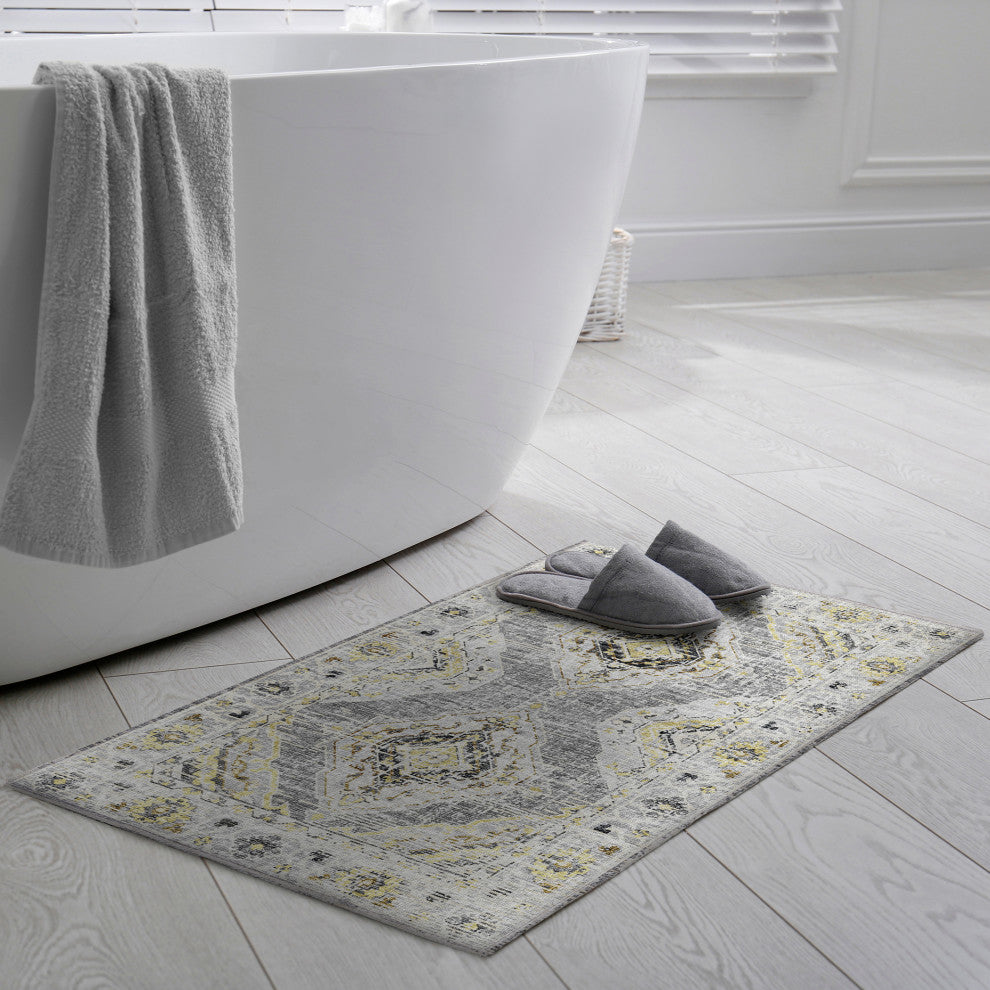 Indoor/Outdoor Marbella MB1 Grey Machine Washable 1'8" x 2'6" Rug
