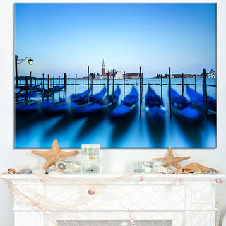 "Venice Gondolas At Blue Sunset" Seashore Wall Art, 40"x20"