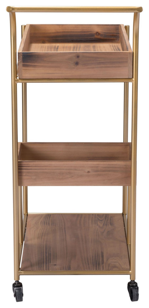 Bar Cart, Steel Metal, Wood, Brown, Gold, Bar Kitchen Pub Cafe Bistro