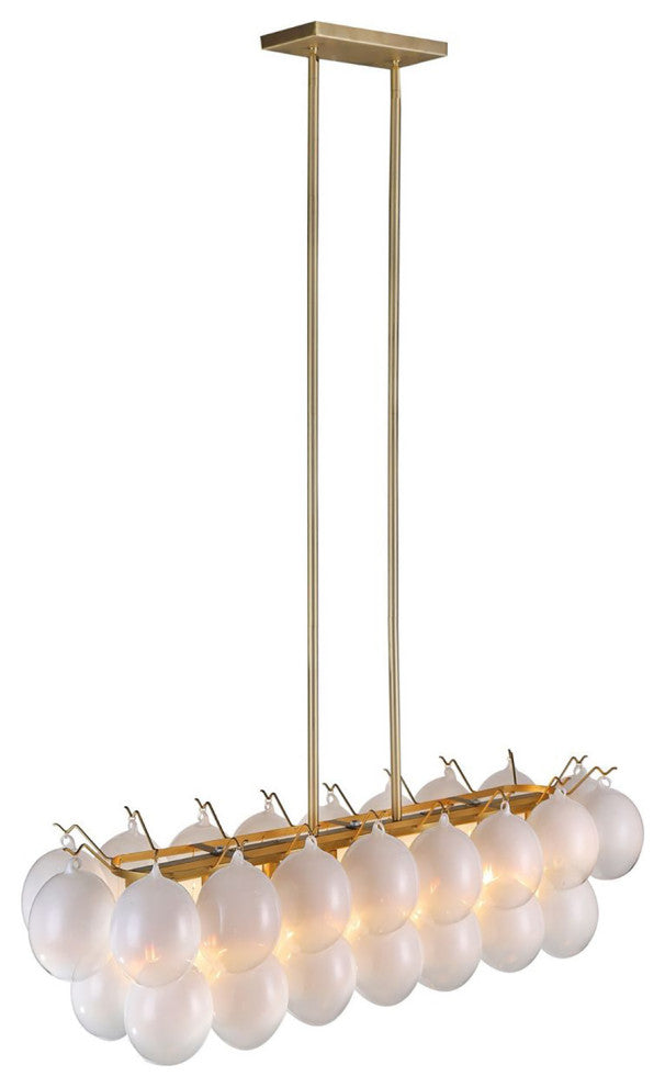 Globo - 8-Light Island Light - Milky White Glass/Brass
