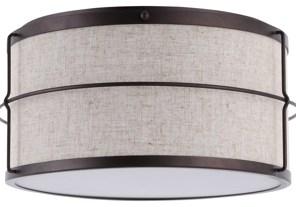 Evan 14" 2-Light Rustic Farmhouse Iron LED Flush Mount, Oil Rubbed Bronze