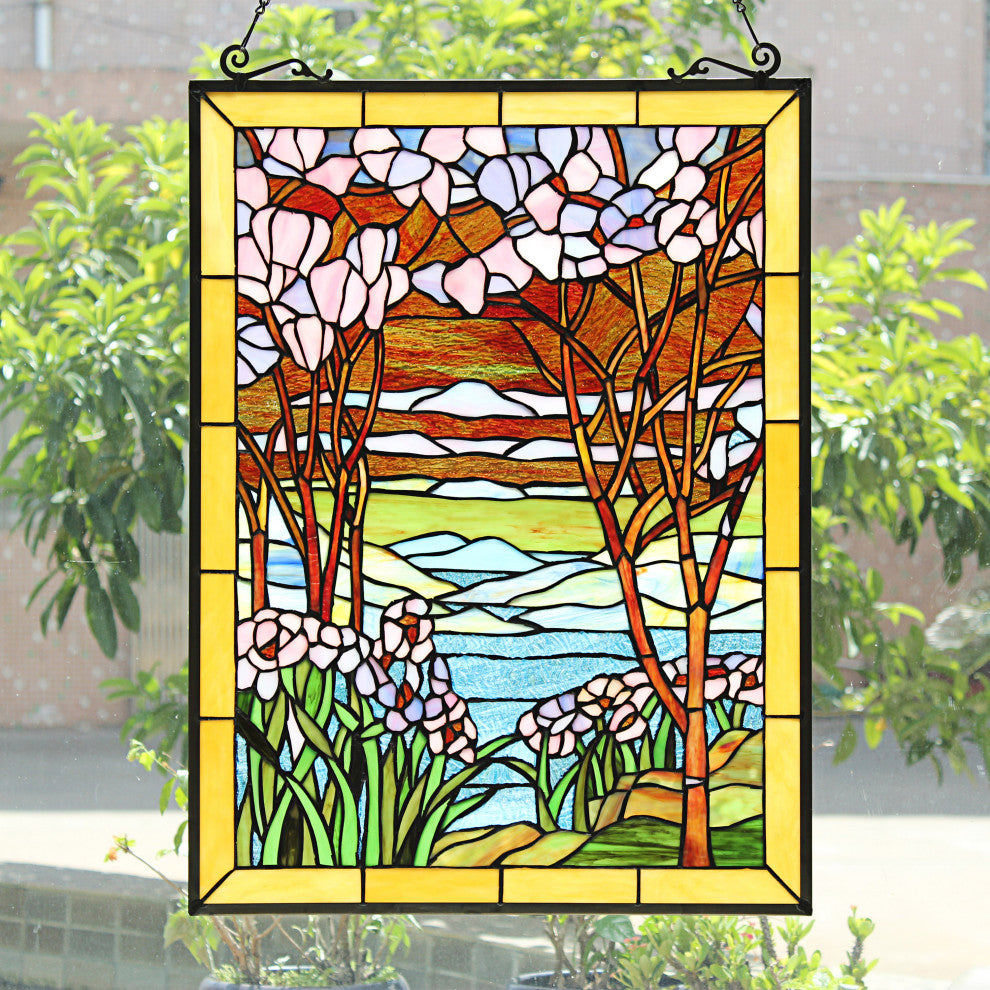 CHLOE Lighting SPRING VALLEY Tiffany-Style Stained Glass Panel