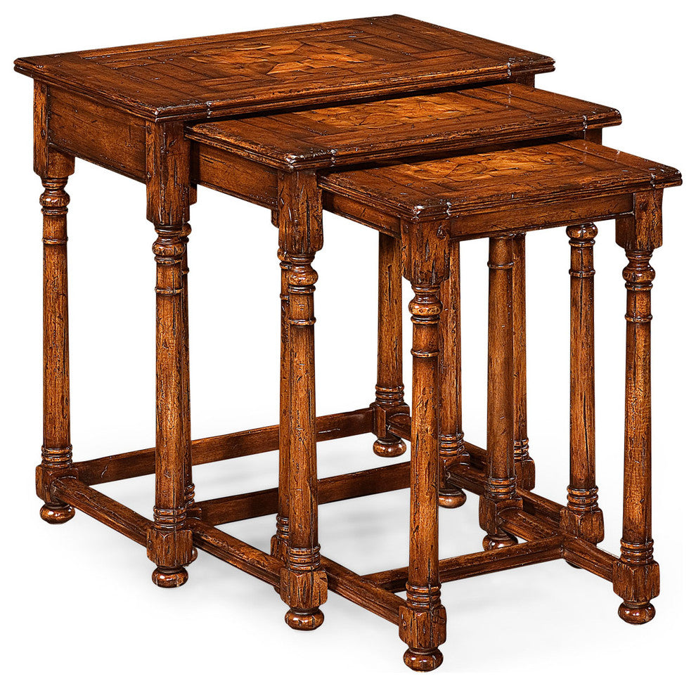 Nest of Three Walnut Oyster Tables