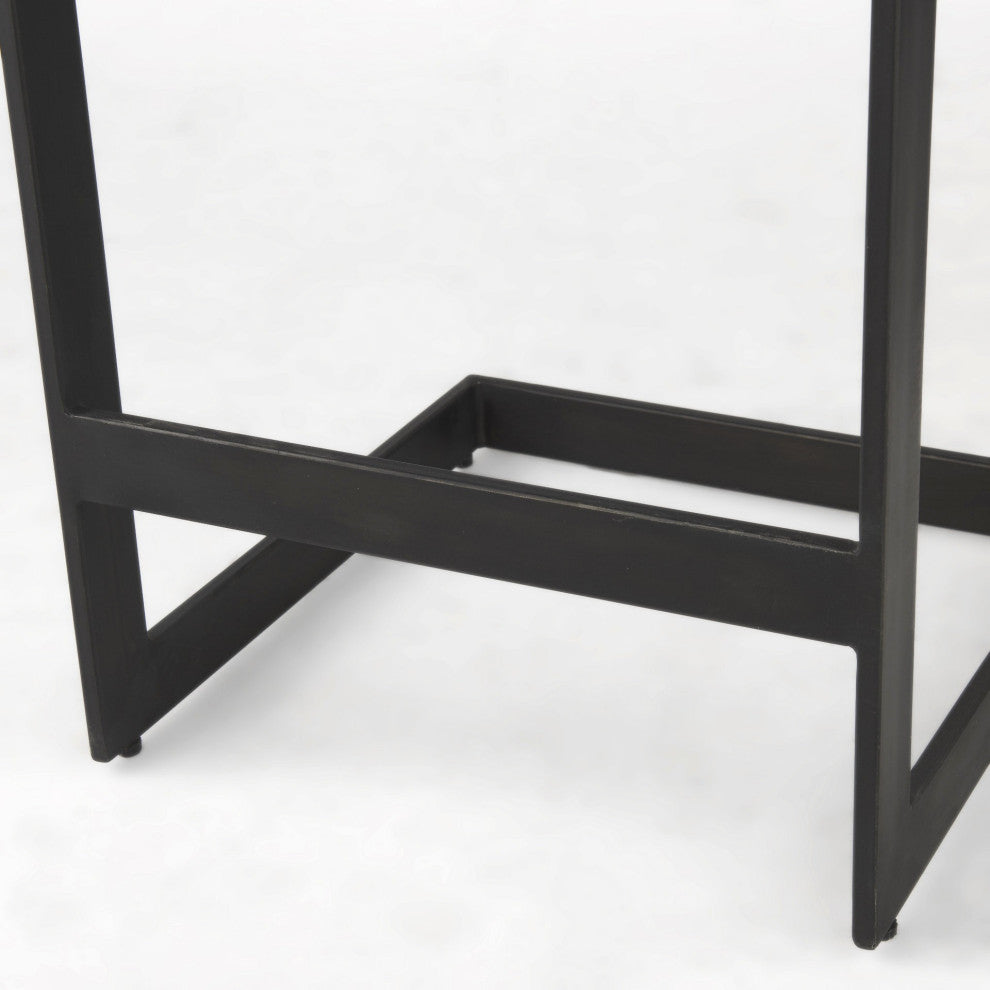 26" Black Cheeky Wood and Metal Counter Stool