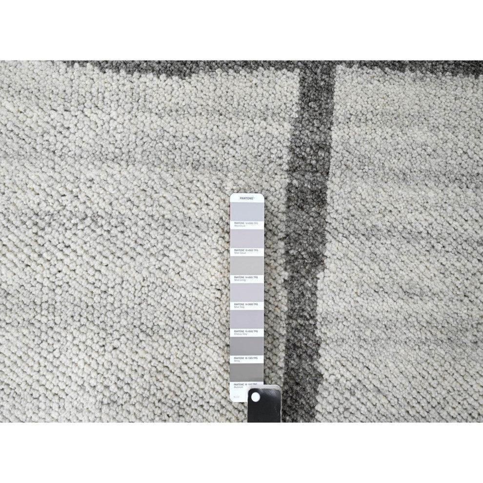 Grey Wool Hand knotted Natural Dyes Modern Oriental Rug 9' x 11'8"