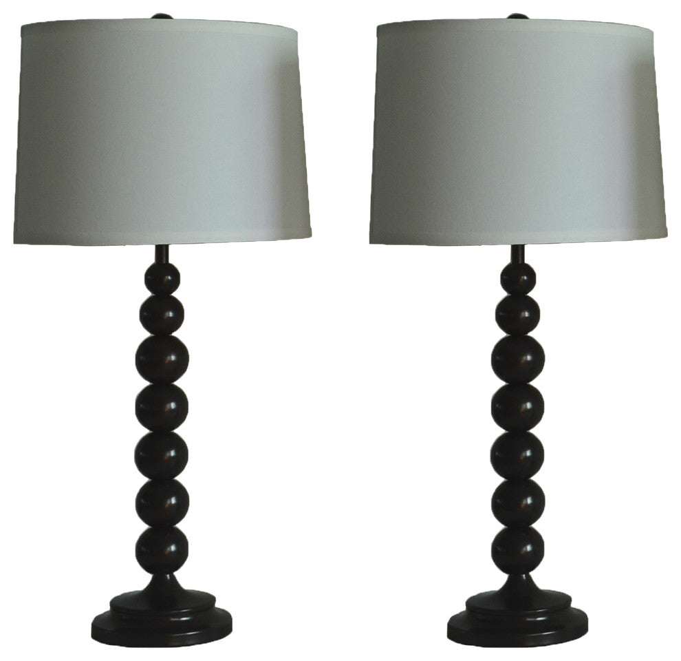 Set of 2 Stacked Ball Table Lamps, Oil-Rubbed Bronze